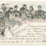 1899 (Vorläufer) Budapest, Üdvözlet Budapestről. Magyar folklór művészlap. Art Nouveau, floral, litho (b)