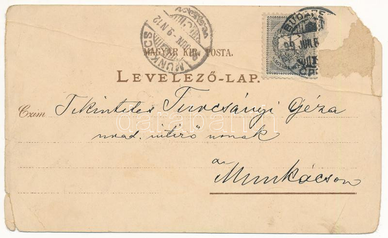 1899 (Vorläufer) Budapest, Üdvözlet Budapestről. Magyar folklór művészlap. Art Nouveau, floral, litho (b) - Image 2