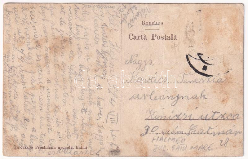 1924 Halmi, Halmeu; Községháza. Friedmann nyomda kiadása / Primaria / town hall (ázott / wet damage) - Image 2