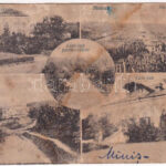 1912 Ménes, Minis; Vincellér iskola, Margit háza, Ortutay villa, Lóri lak. Felbusz Samu kiadása / Winemaker school, villas (EM)