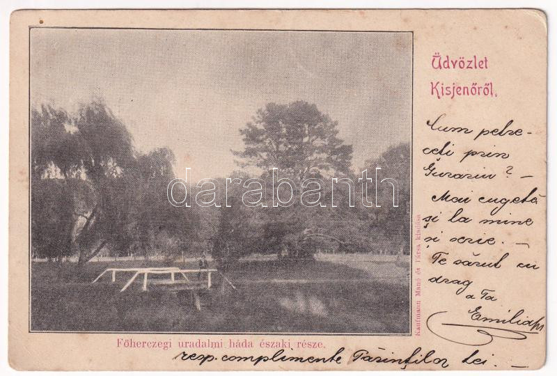 Kisjenő, Kis-Jenő, Chisineu-Cris; Főhercegi uradalmi háda. Kaufmann Manó és társa kiadása / royal park (EK)