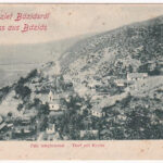 1899 (Vorläufer) Báziás, Falu templommal, vasútállomás, vonat. Babcsányi kiadása / general view with church, railway station, train (fl)