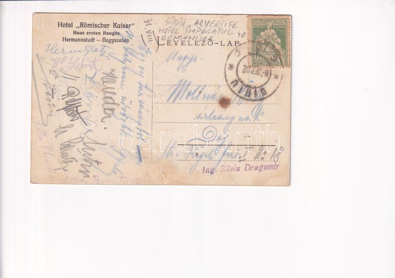 Nagyszeben, Hermannstadt, Sibiu; Hotel Römischer Kaiser / Római császár szálloda / hotel, advertisement (fl) - Image 2