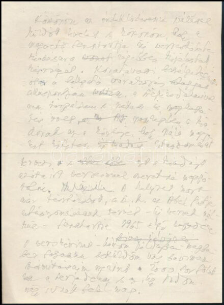 1964 Áprily Lajos (1887-1967) költő,műfordító autográf levél piszkozata, Kardos György, a Magvető kiadó igazgatójának aláírt levele hátoldalán. A levelekben a költő új verseskötetének kiadásáról és az e körül kialakult