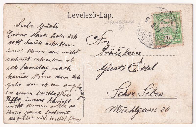 1914 Kisdisznód, Michelsberg, Cisnadioara; Halber Stein, Tanzschopfen / vendéglő / restaurant, inn (fl) - Image 2