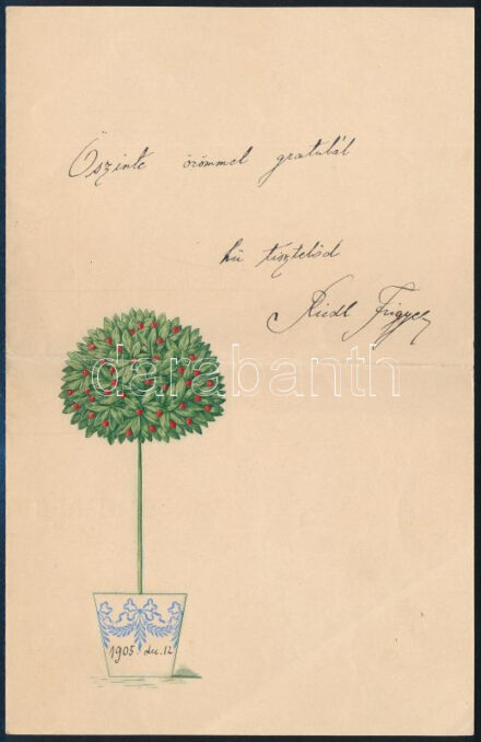 1906 Riedl Frigyes (1856-1921): irodalomtörténész, esszéista, autográf üdvözlő sorai