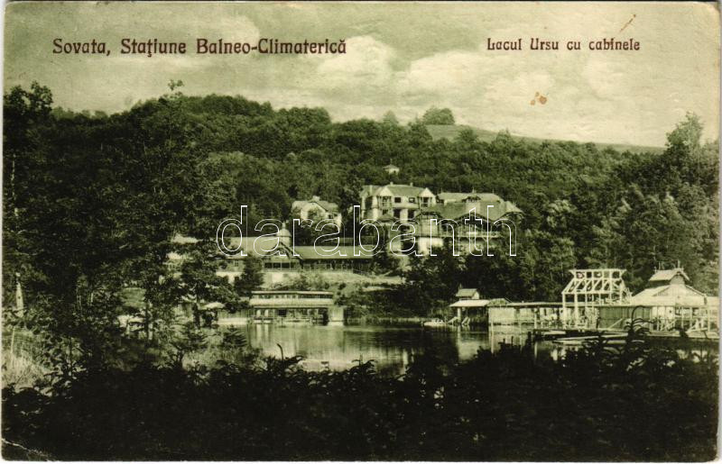 Szovátafürdő, Baile Sovata; Medve-tó / Lacul Ursu cu cabinele / lake, spa (EK)