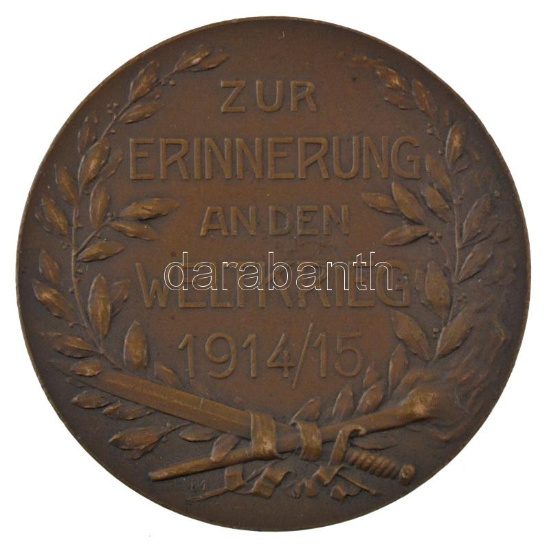 Német Birodalom 1915. 'A világháború emlékére 1914/15' bronz emlékérem. Szign.: B.H. Mayer (60mm) T:AU / German Empire 1915. 'Commemorating the World War 1914/15' bronze commemorative medallion. Sign.: B.H. Mayer (60mm) C:AU - Image 2