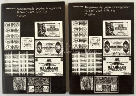 Ambrus Béla: Magyarország papírszükségpénzei 1914-től 1919. VIII. 1-ig. I. és II. kötet. Magyar Éremgyűjtők Egyesülete, Budapest, 1986. Használt, jó állapotban.