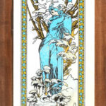4 db Mucha dísztükör- a Négy évszak, fakeretben, kis kopásokkal, 30x15 cm - Image 4