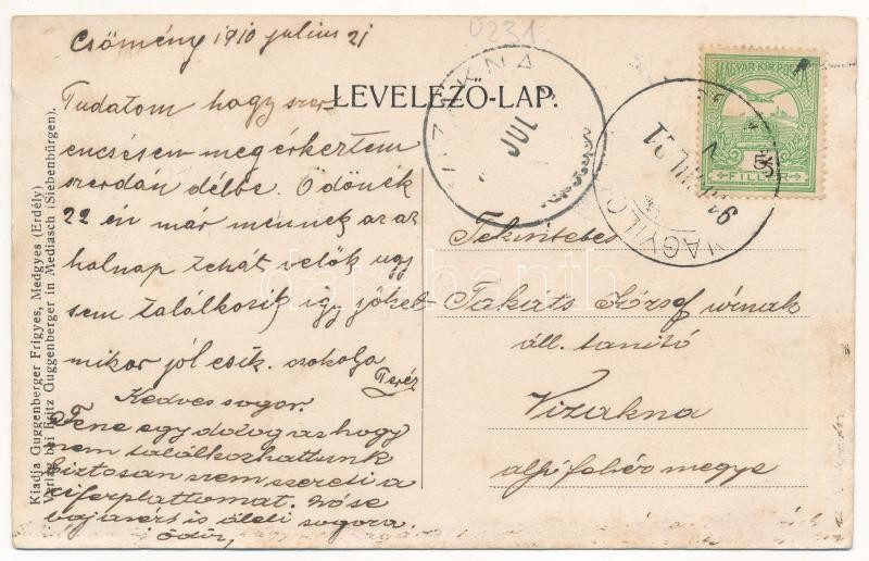 1910 Kiskapus, Kis-Kapus, Kleinkopisch, Copsa Mica; Vasútállomás. Guggenberger Frigyes kiadása / railway station (EK) - Image 2