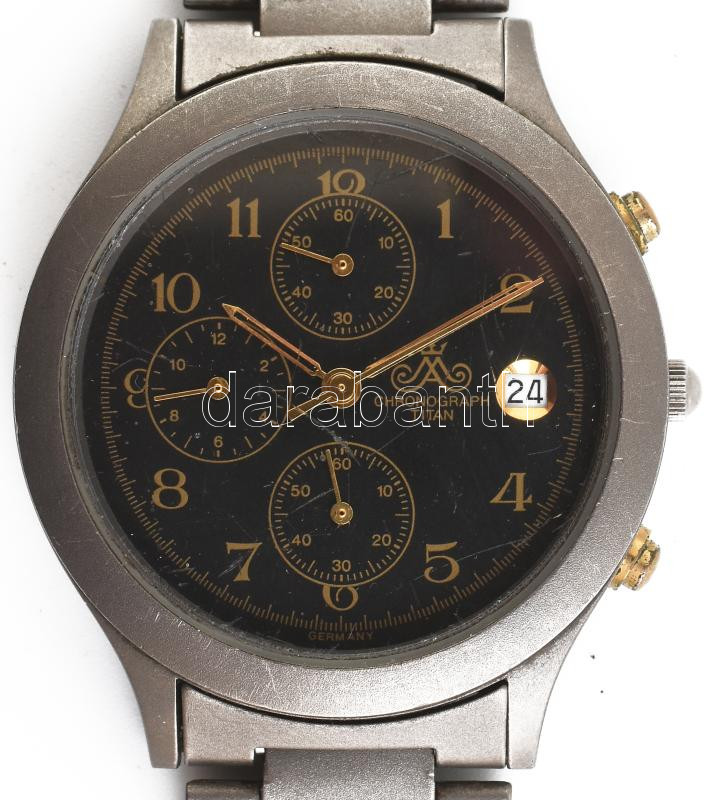 Chronograph Titan karóra, nem kipróbált, kopásokkal, d: 35 mm