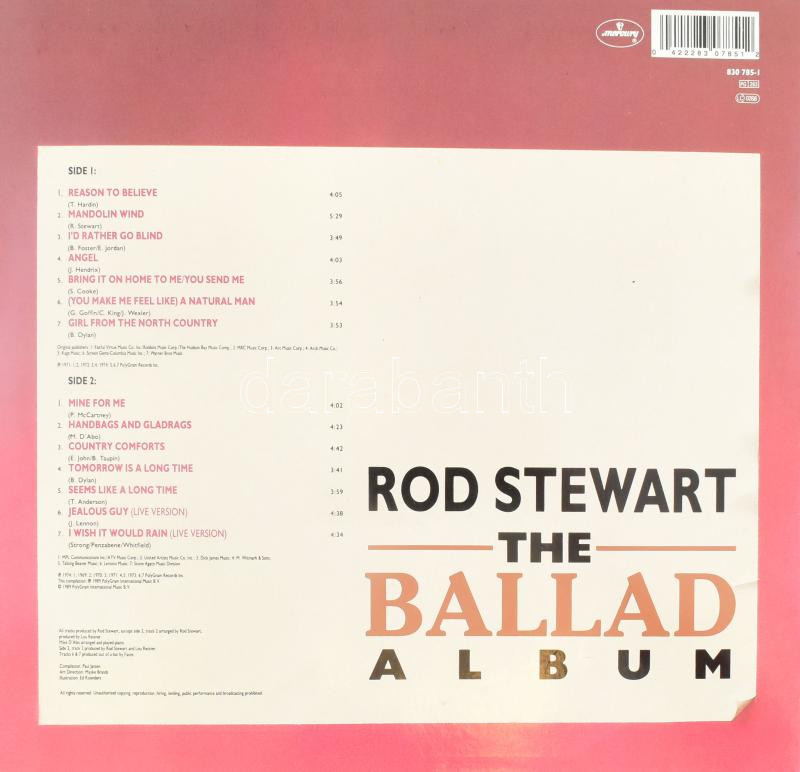 Rod Stewart - The Ballad Album (Válogatás). Vinyl, LP. Mercury, 1989. - Image 2