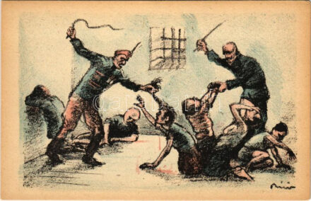 Engedjétek hozzám a kisdedeket! Fehérterror Magyarországon. Verlag der Arbeiter-Buchhandlung / White Terror in Hungary, left-wing propaganda card, Judaica s: Bíró Mihály