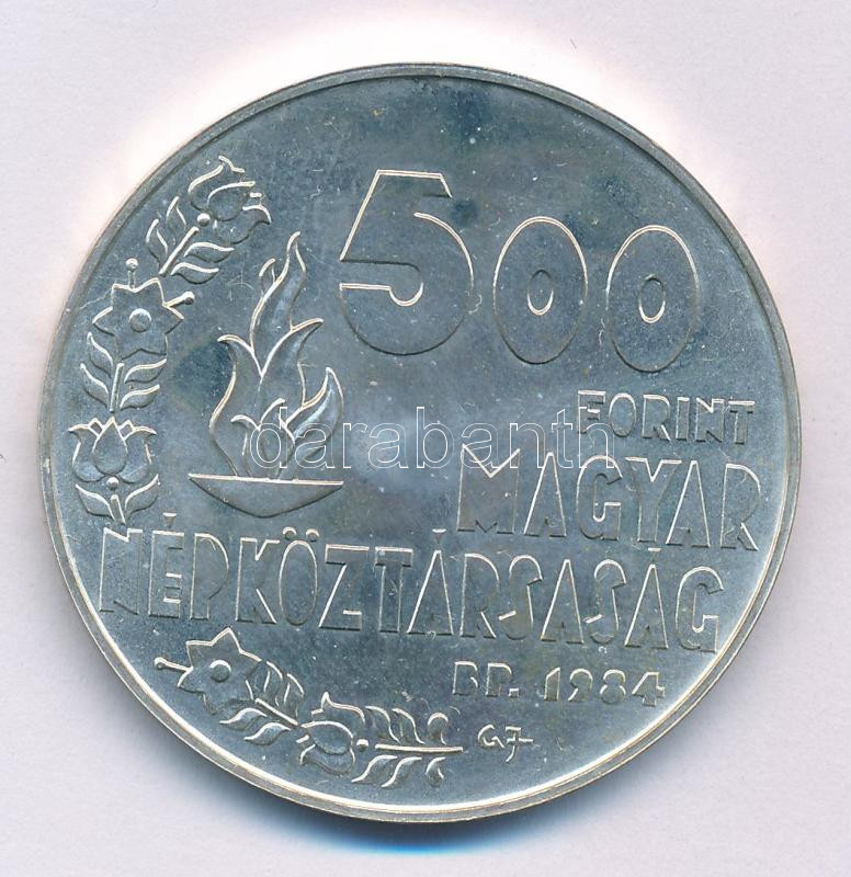 1984. 500Ft Ag 'Nyári Olimpiai Játékok - Los Angeles' kapszulában T:BU ujjlenyomat, kis patina Adamo EM79 - Image 2