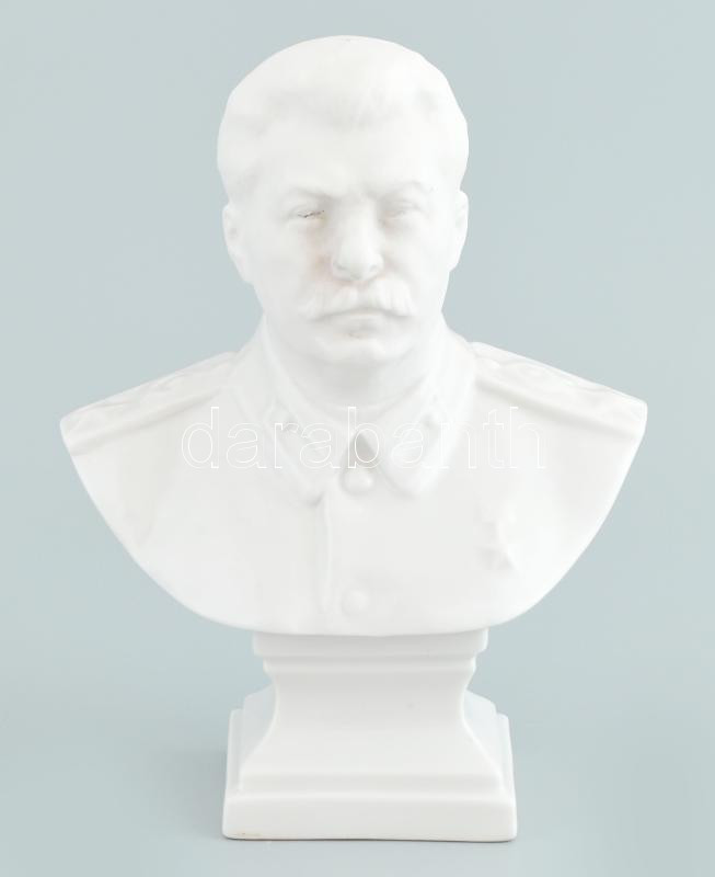 Herendi Sztálin büszt. Terv: Kiril Todorov. Biszkvit és fehér mázas. Jelzett, hibátlan. 17 cm