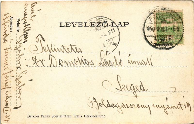 Herkulesfürdő, Baile Herculane; A fürdő központja. Deixner Fanny kiadása / Mittelpunkt / spa, baths - Image 2