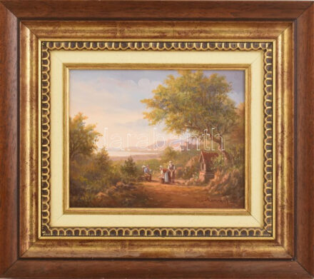 Fehérvári Zoltán (1958-): Romantikus táj. Olaj, kartonra kasírozott vászon, jelzett. Fa keretben, 20x25 cm