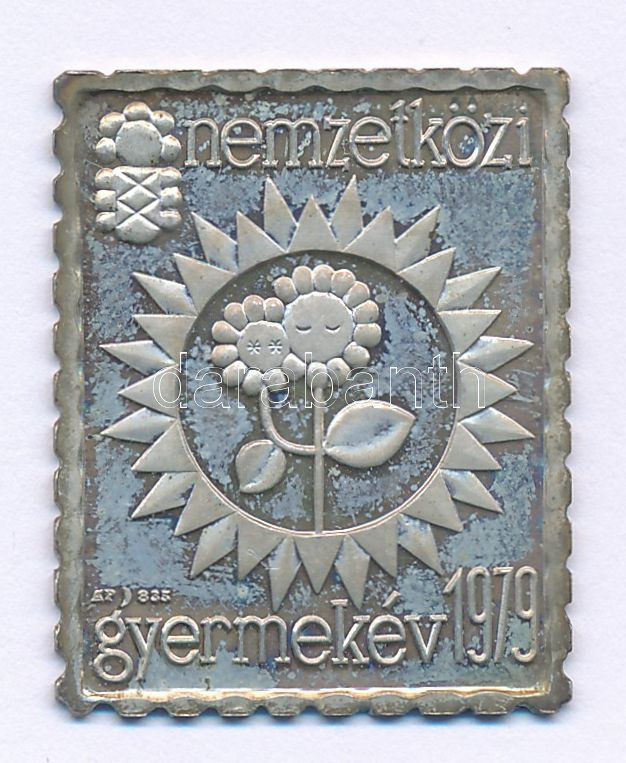 1979. 'Nemzetközi Gyermekév' Ag bélyegérem eredeti ÁPV tokban (~3,31g/0.835/27x22mm) T:1 (eredetileg PP)
