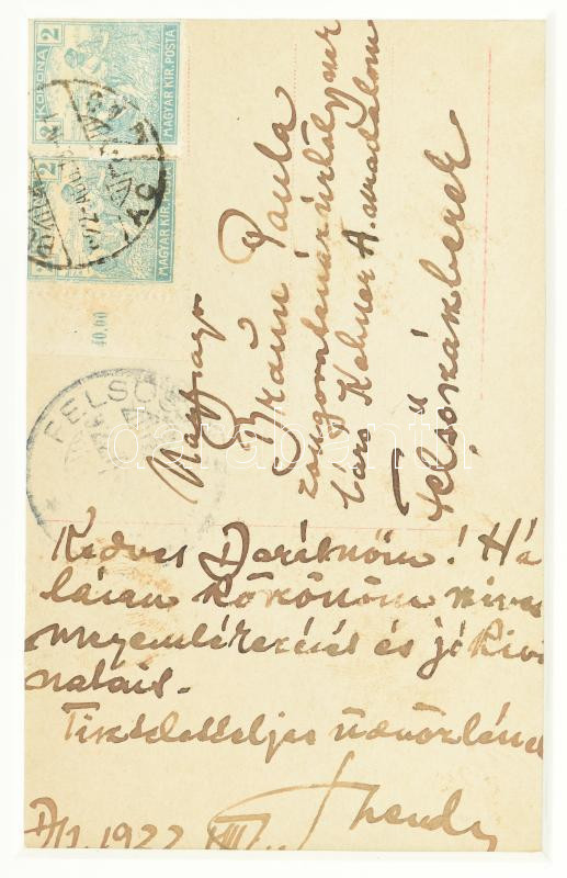 1922 Mihalovich Ödön (1842-1929), a Zeneakadémia igazgatójának öt magát ábrázoló autográf fotólapja, valamint névjegykártyája. Üvegezett keretben - Image 3