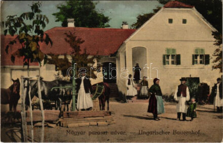 Magyar paraszt udvar, magyar folklór / Ungarischer Bauernhof / Hungarian folklore. L.&P. Nr. 2738. (EK)