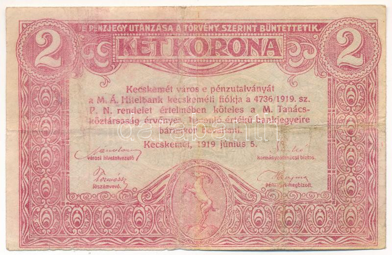Kecskemét 1919.06.05. 2K pénzutalvány T:VG Adamo KEC-3.1 - Image 2
