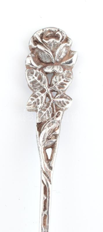 Ezüst(Ag) 5 db rózsás mokkás kanál, jelzett, h: 10,8 cm, nettó: 46,3 g - Image 2