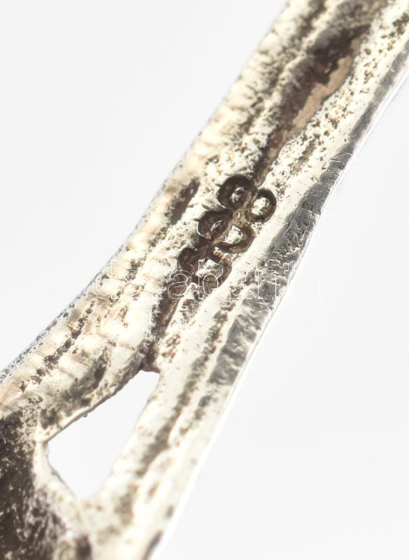 Ezüst(Ag) 5 db rózsás mokkás kanál, jelzett, h: 10,8 cm, nettó: 46,3 g - Image 3