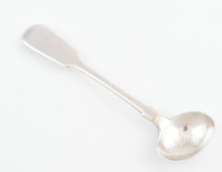 Ezüst(Ag) mini merőkanál, jelzett, h: 10,4 cm, nettó: 13,7 g