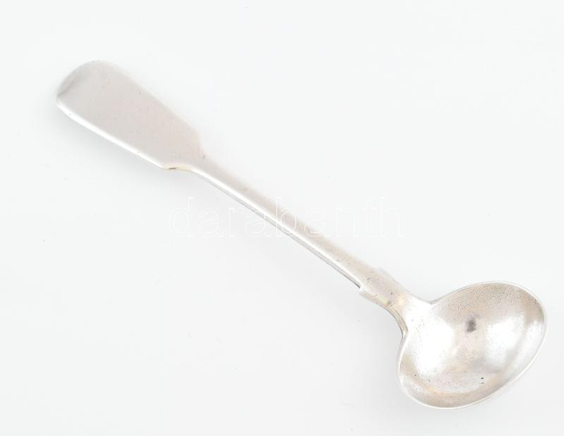 Ezüst(Ag) mini merőkanál, jelzett, h: 10,4 cm, nettó: 13,7 g