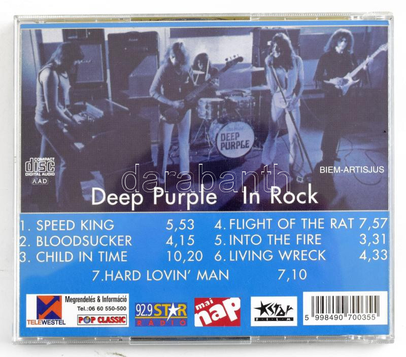 Deep Purple - Deep Purple In Rock. CD, Album, Euroton, Magyarország. VG - Image 2