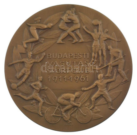 Iván István (1905-1968) 1961. 'Budapesti Vasutas Sport Club 1911-1961' bronz emlékérem (70mm) T:AU