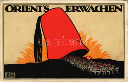 Orient's erwachen. Künstler-Kriegs-Postkarte No. 1. von J.C. König & Ebhardt / Turkish awakening. WWI military propaganda / Ébred a Kelet. Első világháborús török katonai propaganda s: Heinz Keune (EK)