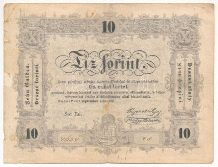 1848. 10Ft 'Kossuth bankó' T:VG ly., fo. Adamo G111
