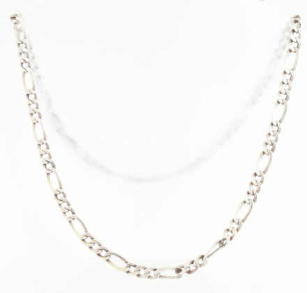 Ezüst(Ag) nagy szemű figaro nyaklánc, jelzett, h: 52 cm, nettó: 11,4 g