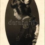 1921 Japán gésa / Japanese geisha. Postkarto Matsuda Photo-Studio (EK)