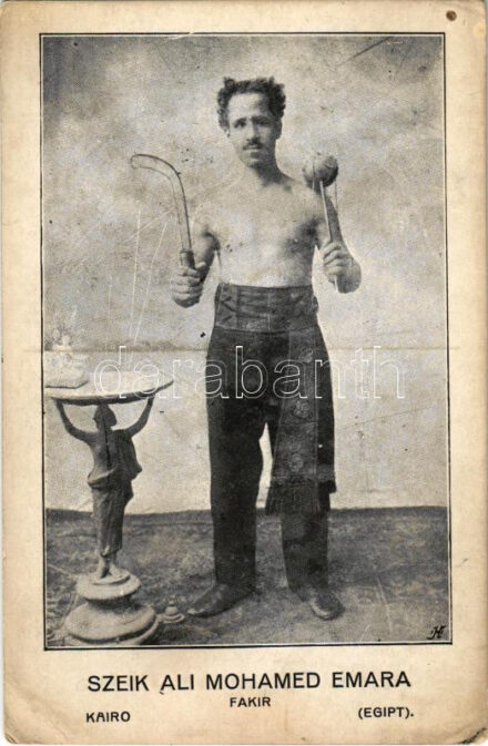 Kairó, Szeik Ali Mohamed Emara egyiptomi fakír, cirkuszi mutatványos / Cairo, Egyptian Fakir, circus stunt (EK)