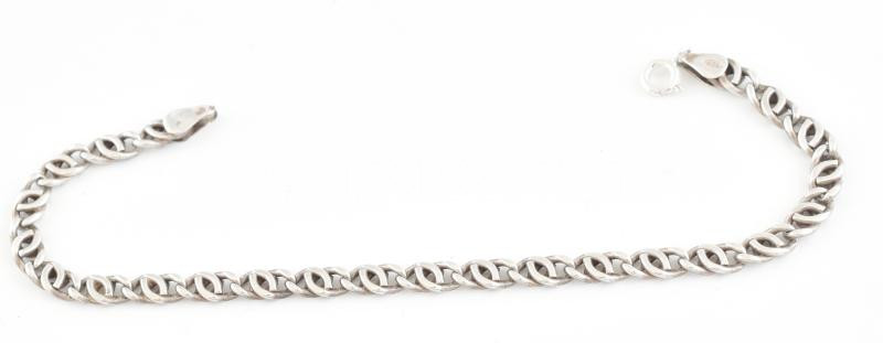 Ezüst(Ag) dupla szemes pancer karkötő, jelzett, h: 21 cm, nettó: 10,2 g