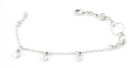 Ezüst(Ag) szíves karkötő, jelzett, állítható h: 16,5-18 cm, nettó: 4,9 g