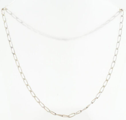 Ezüst(Ag) oválszemes nyaklánc, jelzett, h: 45 cm, nettó: 8,2 g