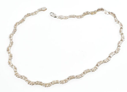 Ezüst(Ag) fantáziaszemes nyaklánc, jelzett, h: 44 cm, nettó: 11,5 g
