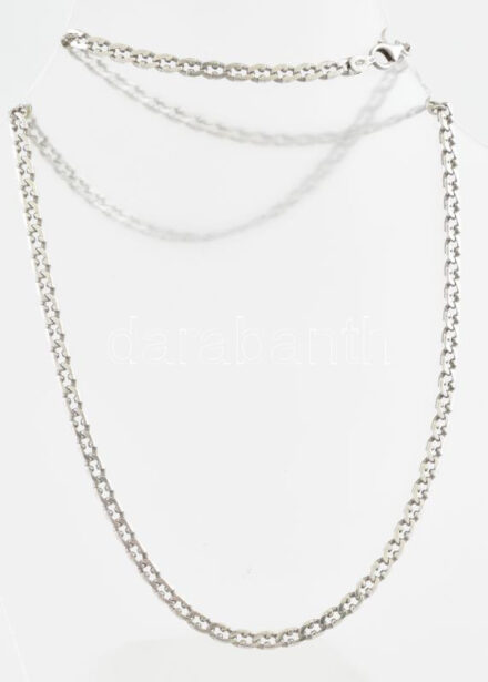 Ezüst(Ag) lapos pancer nyaklánc, jelzett, h: 61 cm, nettó: 19,6 g