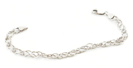 Ezüst(Ag) dupla szemes karkötő, jelzett, h: 21 cm, nettó: 6,5 g