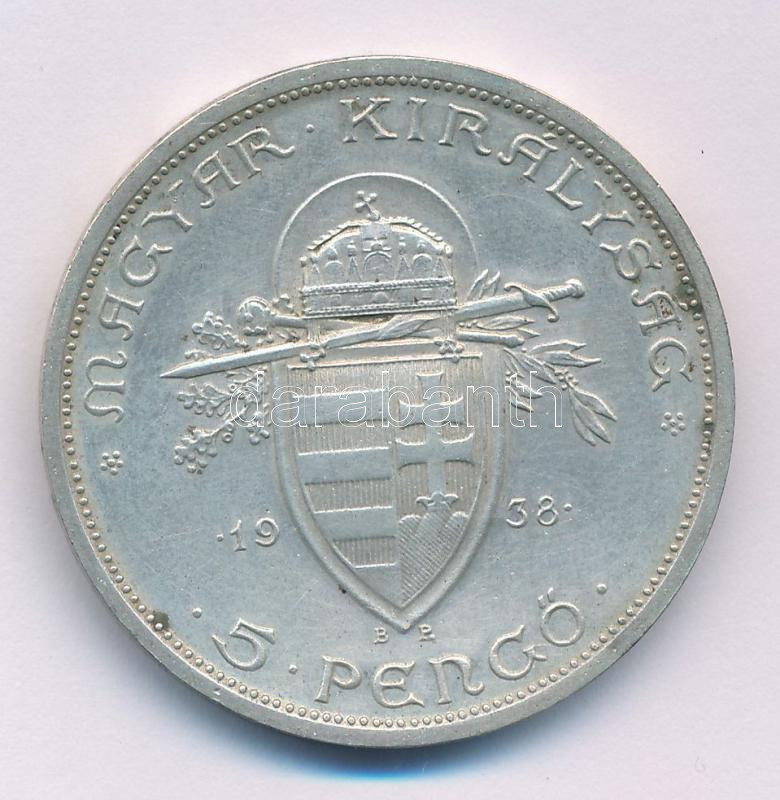 1938. 5P Ag 'Szent István' T:AU patina, ph. Adamo P8.1 - Image 2