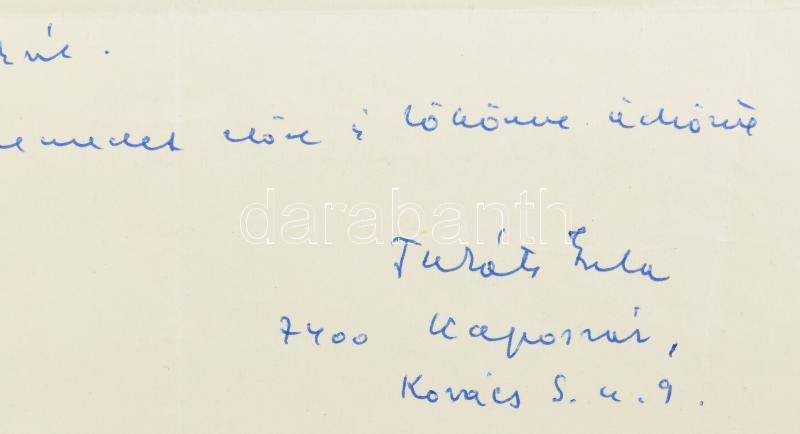 1974 Takáts Gyula (1911-2008) Kossuth-díjas költő, író, műfordító, kritikus saját kézzel írt levele Kulcsár János, az Életünk (1969-1977) folyóirat szerkesztője részére. - Image 2