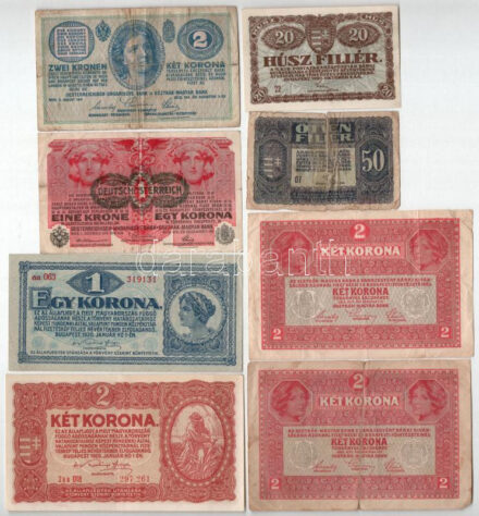 1914-1920. 20f-2K (8x) T:AU-VG közte ragasztott