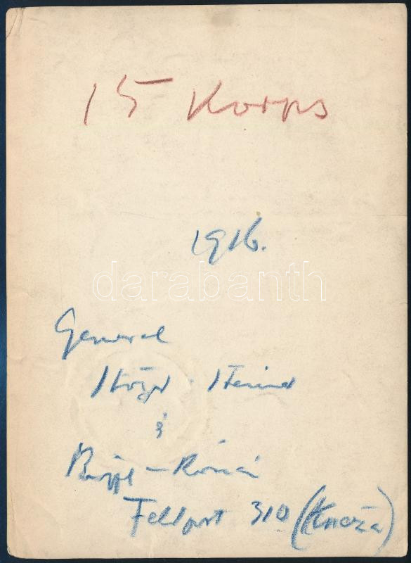 1916 Rippl-Rónai József (1861-1927) festőművész Rudolf Stöger-Steiner von Steinstadt tábornok társaságában, hátoldalon Rippl Rónai József autográf feliratával! Fotó, felületén törésnyomok, 18×13 cm - Image 2