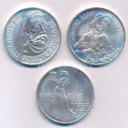 1977. 200Ft Ag (3xklf) 'Magyar festők II. / Csontváry, Mányoki, Rippl-Rónai' érmesor T:BU patina Adamo EM52, EM53, EM54