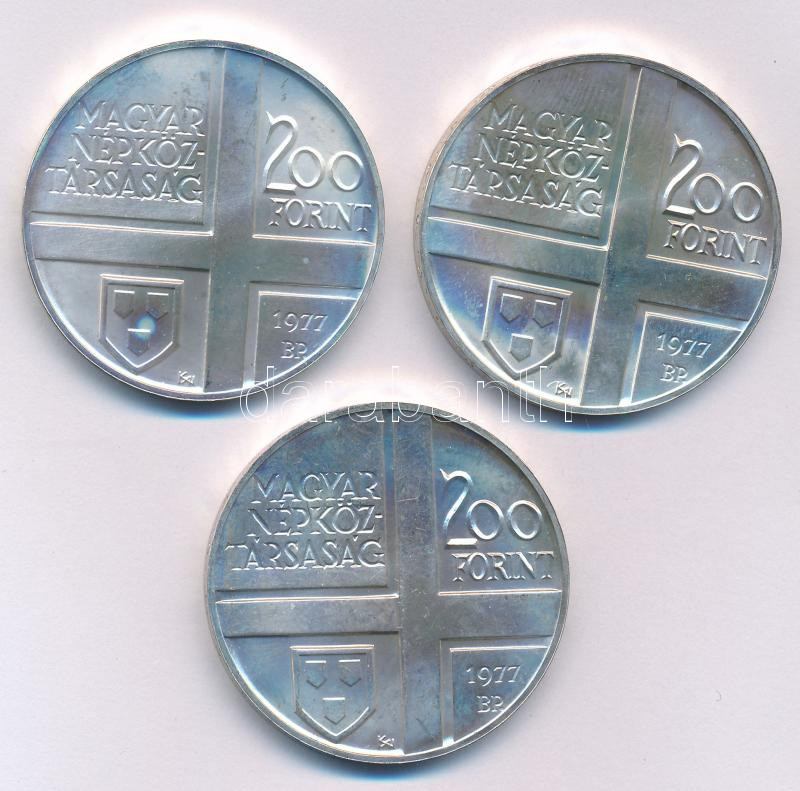 1977. 200Ft Ag (3xklf) 'Magyar festők II. / Csontváry, Mányoki, Rippl-Rónai' érmesor T:BU patina Adamo EM52, EM53, EM54 - Image 2