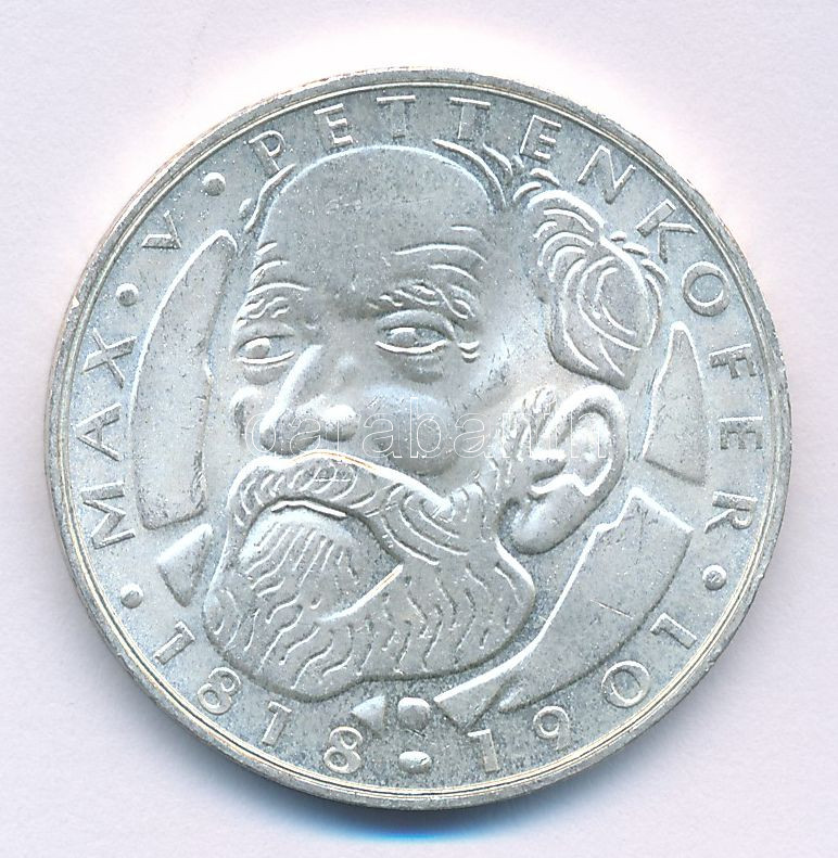 NSZK 1968D 5M Ag 'Max von Pettenkofer születésének 150. évfordulója' T:AU apró karc FRG 1968D 5 Mark Ag '150th Anniversary of the birth of Max von Pettenkofer' C:AU small scratch Krause KM#123